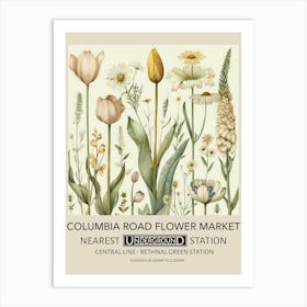 Columbia Road Flower Market Vintage Underground Travel Poster Art Print