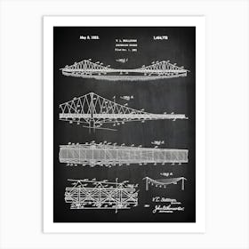 Suspension Bridge, Truss Bridge, Bridge Blueprint, Bridge Print, Bridge Wall Art, Bridge Patent, Bridge Poster, Bridge Decor,Architect,Ca7721 Art Print