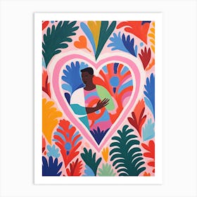 Heart Portrait Of A Person Matisse Inspired Patterns 6 Art Print