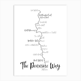 The Pennine Way Route Print | Long Distance Hiking Route Print | UK Hiking Print Art Print