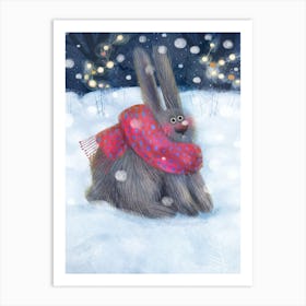 Rabbit in the snow Art Print