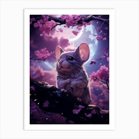 Mouse In Cherry Blossoms Art Print