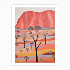 Uluru Australia 1 Colourful Mountain Illustration Art Print