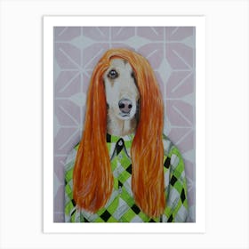 Afghan Dog Retro Style Art Print