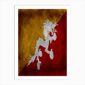 Bhutan Flag Texture Art Print