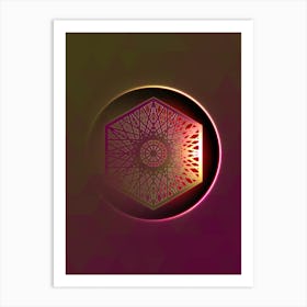 Geometric Neon Glyph on Jewel Tone Triangle Pattern 430 Art Print