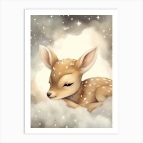 Sleeping Baby Deer Fawn Art Print