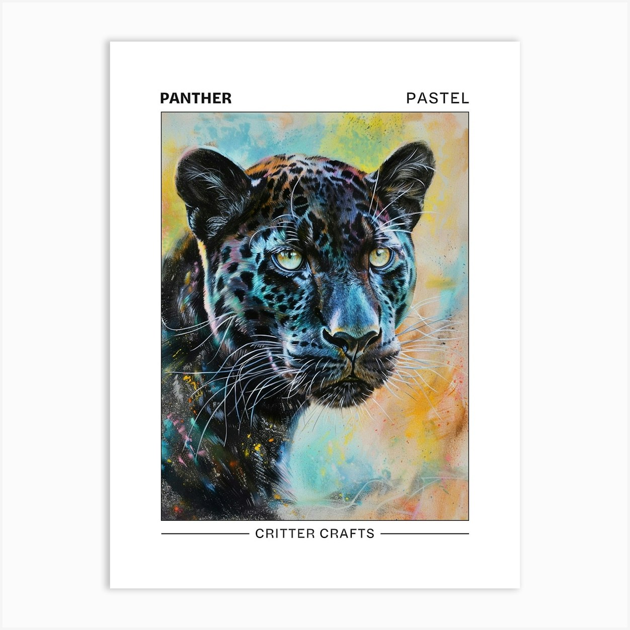 Panther Pastel Watercolour 2 Poster Art Print by Critter Crafts