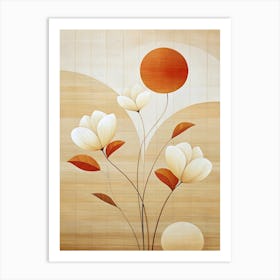 Flowers On A Wooden Background Art Print