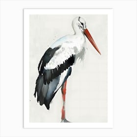 White Stork Colorful Illustration Art Print