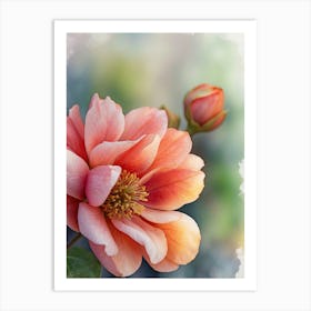 Pink Flower Watercolor Painting Art Print