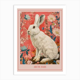 Floral Animal Painting Arctic Hare 2 Poster Art Print