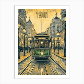 Aihrgdesign A Vintage Travel Poster Of An Electric Tram Glidi Ff8bbaa9 1d73 44fa 9340 1349237a6944 3 Art Print