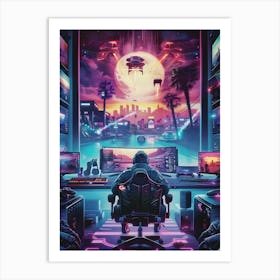 Neon Gaming Cyberpunk Art Print