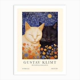 Gustav Klimt Flower 2 Sleeping Cats Art Print