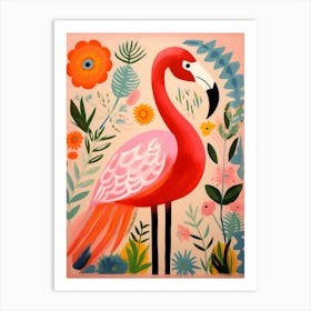 Pink Scandi Flamingo 3 Art Print