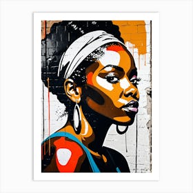 Vintage Graffiti Mural Of Beautiful Black Woman 13 Art Print