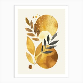 Gold Leaves Watercolor Painting Art Print