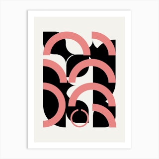 Geometrical Semi Circles In Pink Art Print