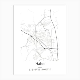 Habo,Sweden Minimalist Map Art Print