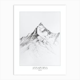 Annapurna Nepal Line Drawing 1 Poster Art Print