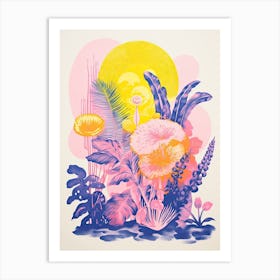 Colourful Botanical Risograph Style 32 Art Print