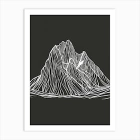 Creag Meagaidh Mountain Line Drawing 6 Art Print