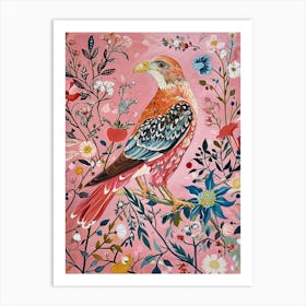 Floral Animal Painting Hawk 2 Art Print