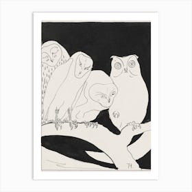 Owls On A Branch (1873–1917), Theo Van Hoytema Art Print