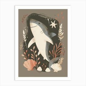 Muted Pastel Seascape Shark 3 Art Print