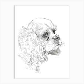 English Toy Spaniel Dog Line Sketch 1 Art Print