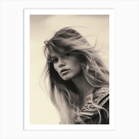 Black And White Photograph Of Brigitte Bardot Art Print