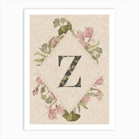 Floral Monogram Z Art Print