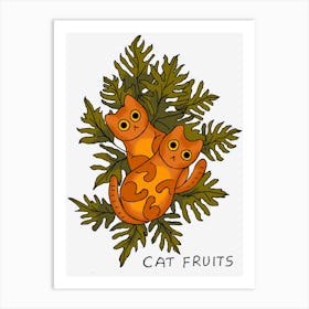 Orange Cats Fruits Art Print