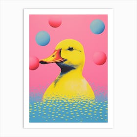 Colourful Geometric Abstract Duckling At Sunset 3 Art Print