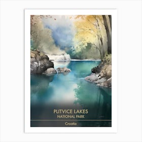 Plitvice Lakes National Park Croatia Watercolour 2 Art Print