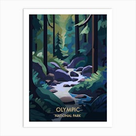 Olympic National Park Travel Poster Matisse Style 4 Art Print