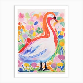 Colourful Bird Painting Swan 1 Art Print