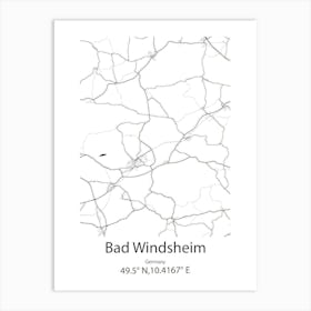 Bad Windsheim,Germany Minimalist Map Art Print