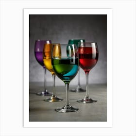 Rainbow Wine Glasses Art Print