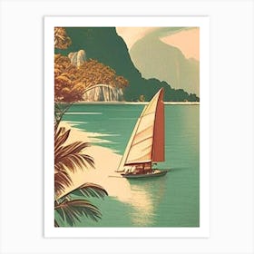 Palawan Island Malaysia Vintage Sketch Tropical Destination Art Print