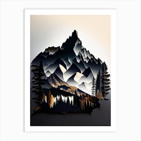 Grand Teton National Park United States Of America Cut Out PaperII Art Print