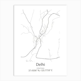 Delhi,United States Minimalist Map 1 Art Print