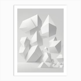 Abstract White Cubes Art Print