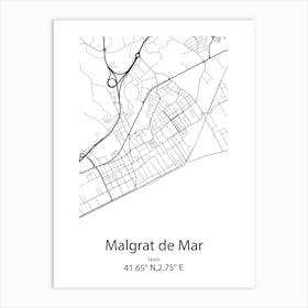 Malgrat De Mar,Spain Minimalist Map Art Print