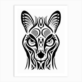 Linocut Fox Abstract Line Illustration 15 Art Print