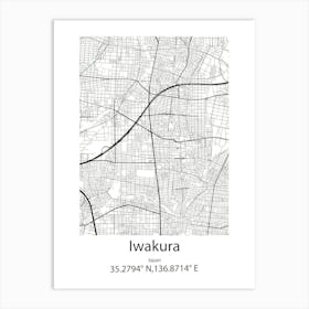 Iwakura,Japan Minimalist Map Affiche