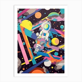 Playful Astronaut Colourful Illustration 5 Art Print