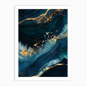 Abstract Of Blue And Gold Art Print