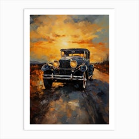 Old Car At Sunset 1 Art Print